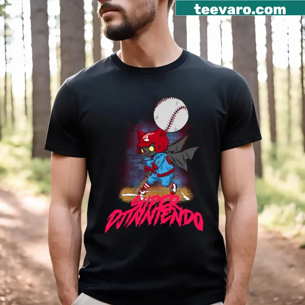 Humorous graphic of a baseball bat on a casual t-shirt