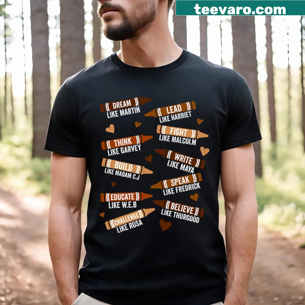 T-shirt with a playful design encouraging wearers to dream like Martin. — on a men's t-shirt