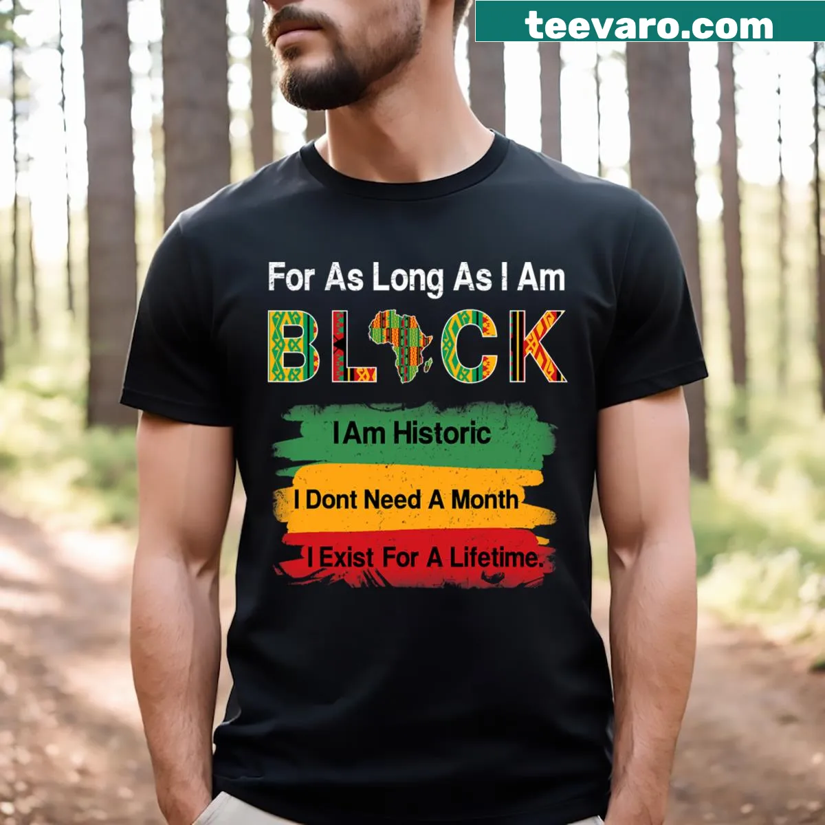 Africa map and Kente cloth design T-shirt for Black History Month. — on a men's t-shirt