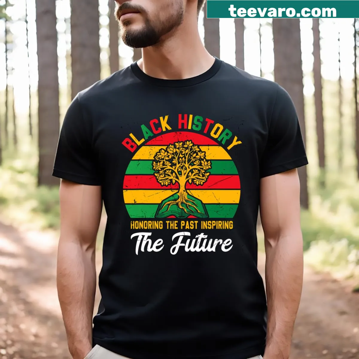 Inspirational text honoring the past and inspiring the future for Black History Month — on a men's t-shirt