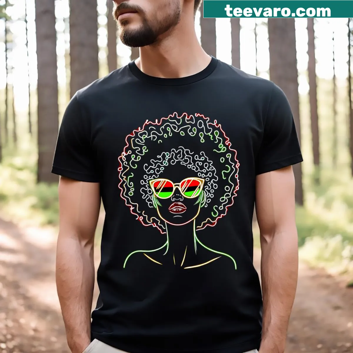 Juneteenth T-shirt featuring a Black queen graphic — on a men's t-shirt
