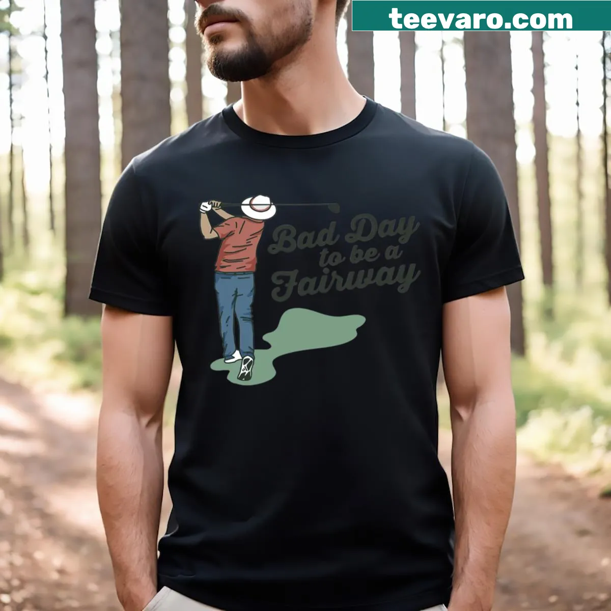 Funny typography t-shirt about golf mishaps on the fairway — on a men's t-shirt