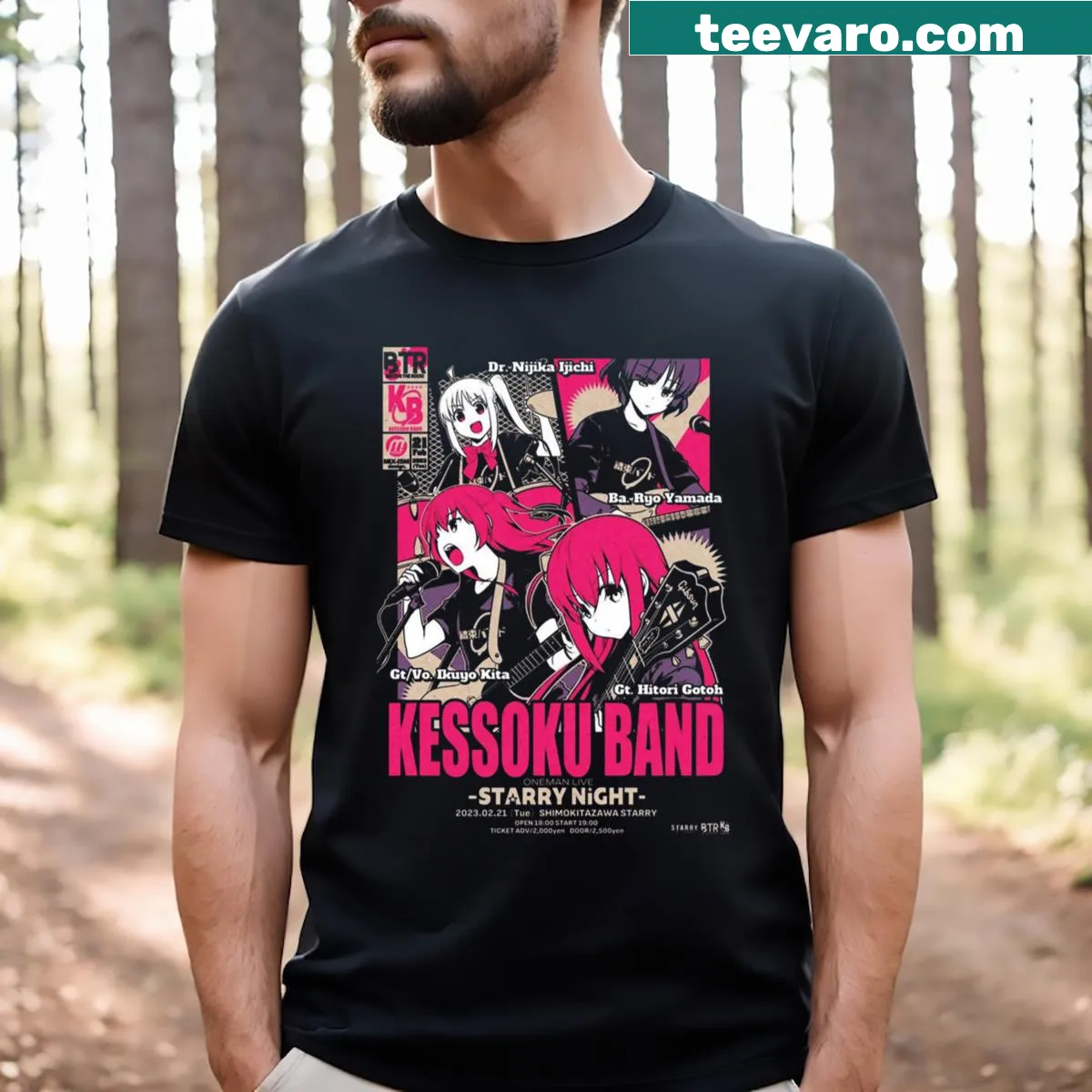 T-shirt featuring the Kessoku Band from Bocchi The Rock! — on a men's t-shirt