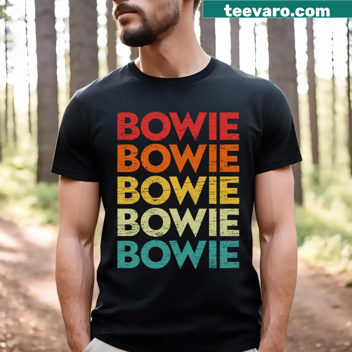 Personalized vintage Bowie name T-shirt for fans — on a men's t-shirt