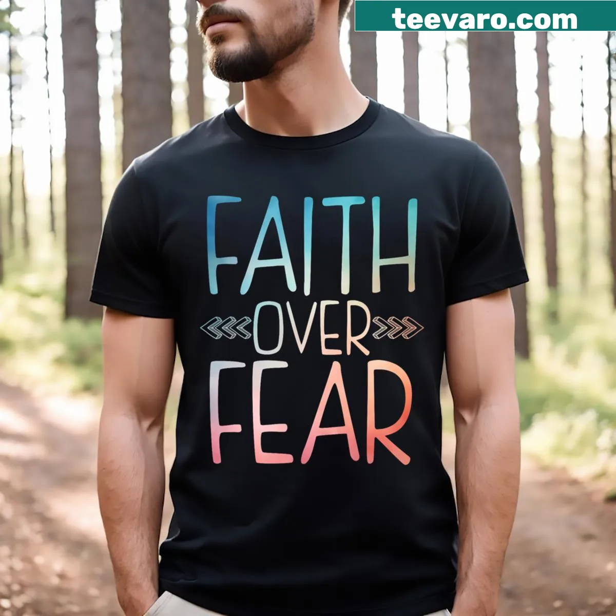 Christian art t-shirt for men with inspirational typography — on a men's t-shirt