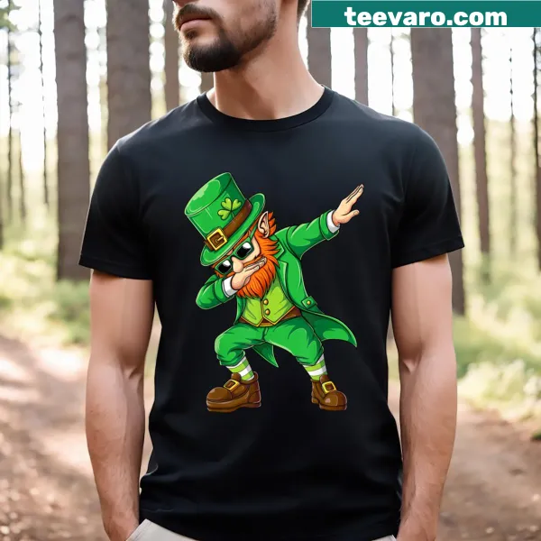 Funny St. Patrick's Day T-shirt with dabbing leprechaun graphic