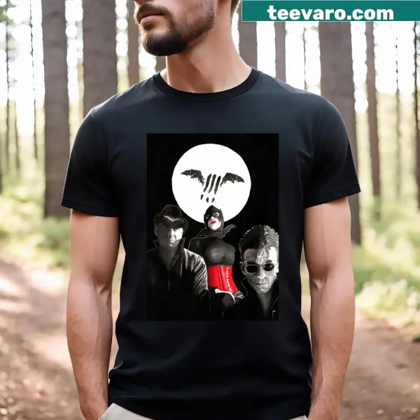 Humorous T-shirt featuring laser-firing vampires illustration