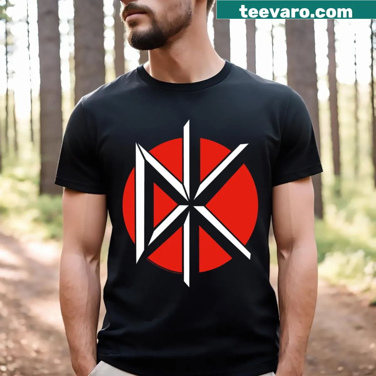 T-shirt featuring the Dead Kennedys logo for punk music fans — on a men's t-shirt