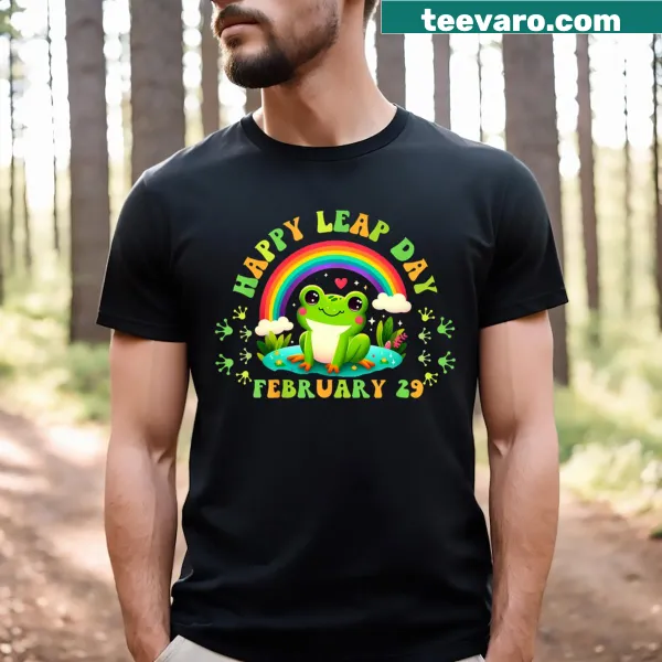 Cute frog illustration for Leap Day on a T-shirt