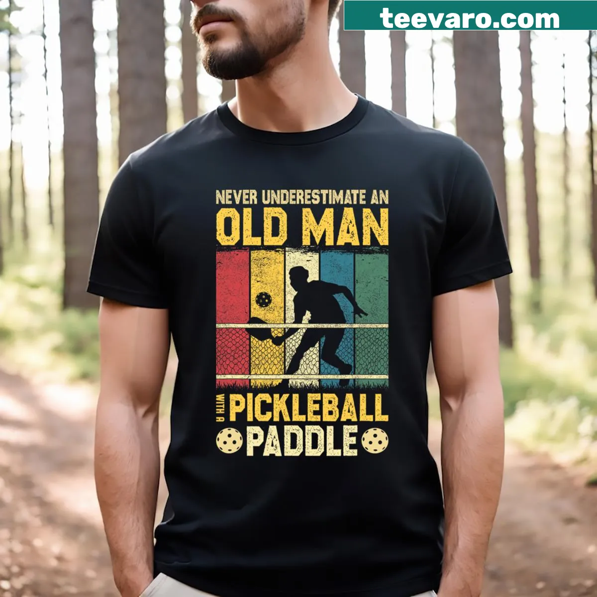 Funny Pickleball Player T-shirt with humorous graphics — on a men's t-shirt