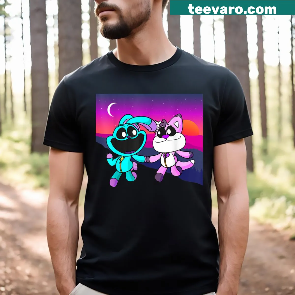 Funny T-shirt for animal lovers with smiling critters design — on a men's t-shirt