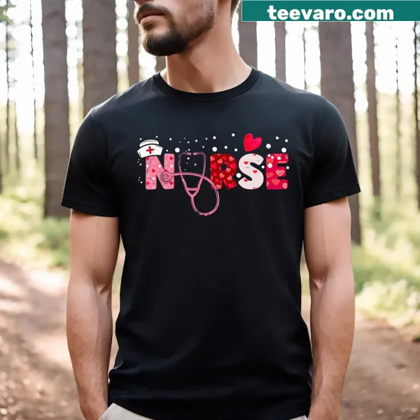 T-shirt with heart and stethoscope design for nurses