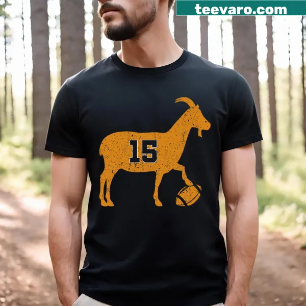 Funny football tee with 'Goat 15' text design for kids