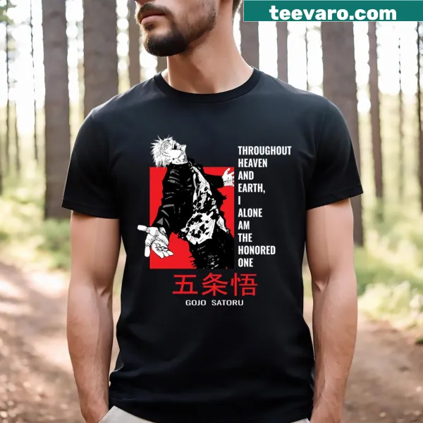 Anime-inspired Gojo Satoru T-shirt featuring a detailed illustration
