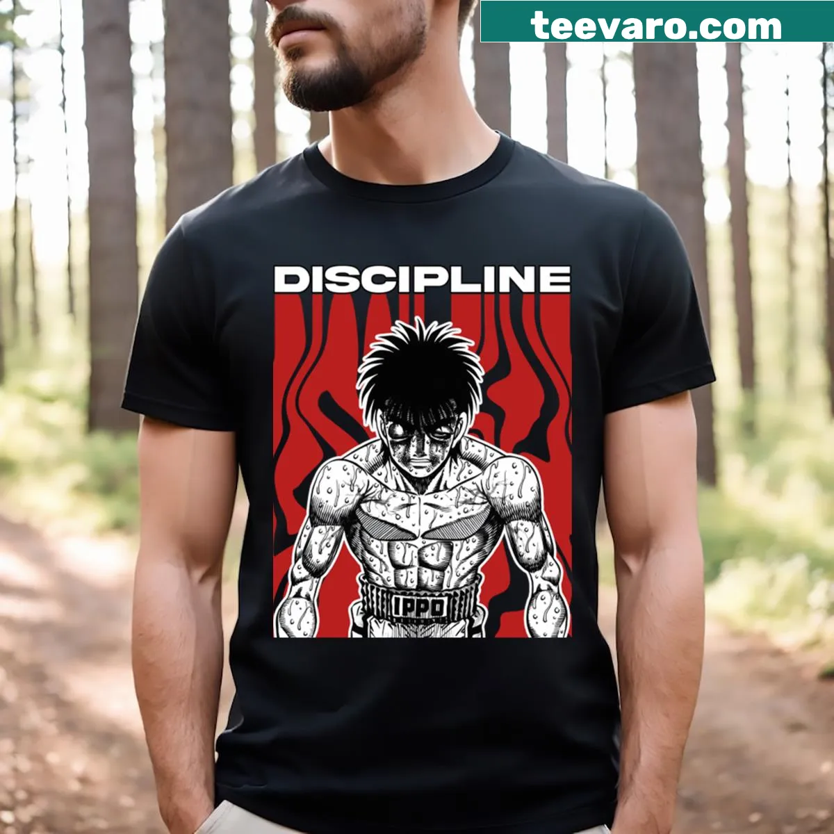 Inspirational t-shirt with Hajime No Ippo themes in typography — on a men's t-shirt