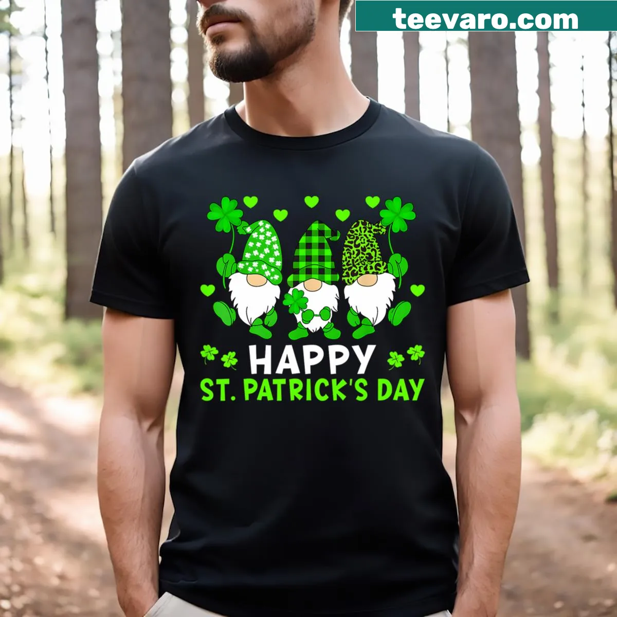 Festive gnomes design for St. Patrick's Day on t-shirt — on a men's t-shirt
