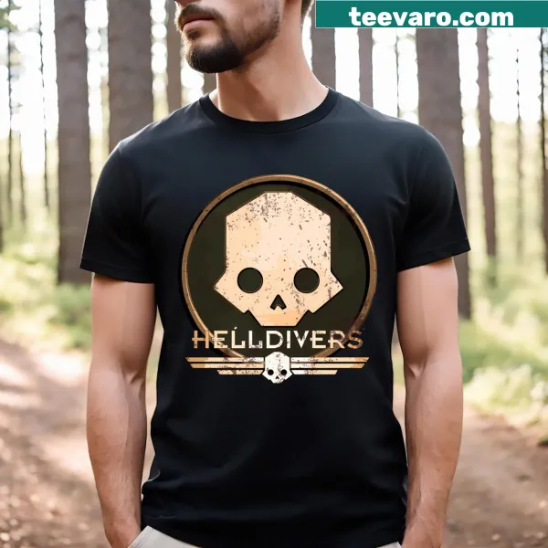Retro Helldivers 2 logo T-shirt for gamers
