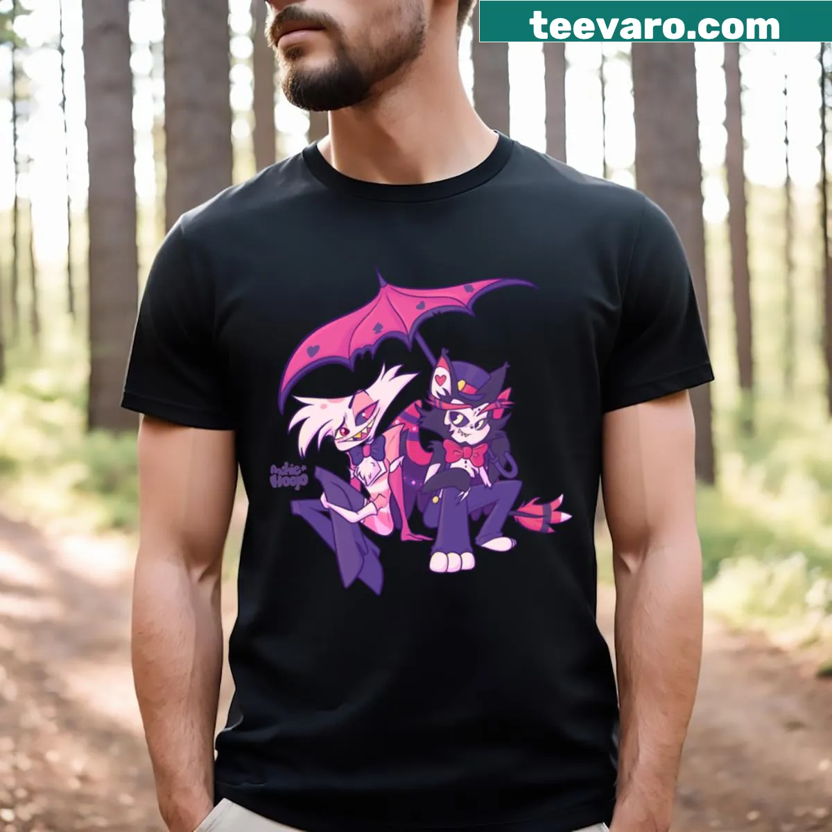 Fanart T-shirt inspired by Hazbin Hotel with unique graphic — on a men's t-shirt