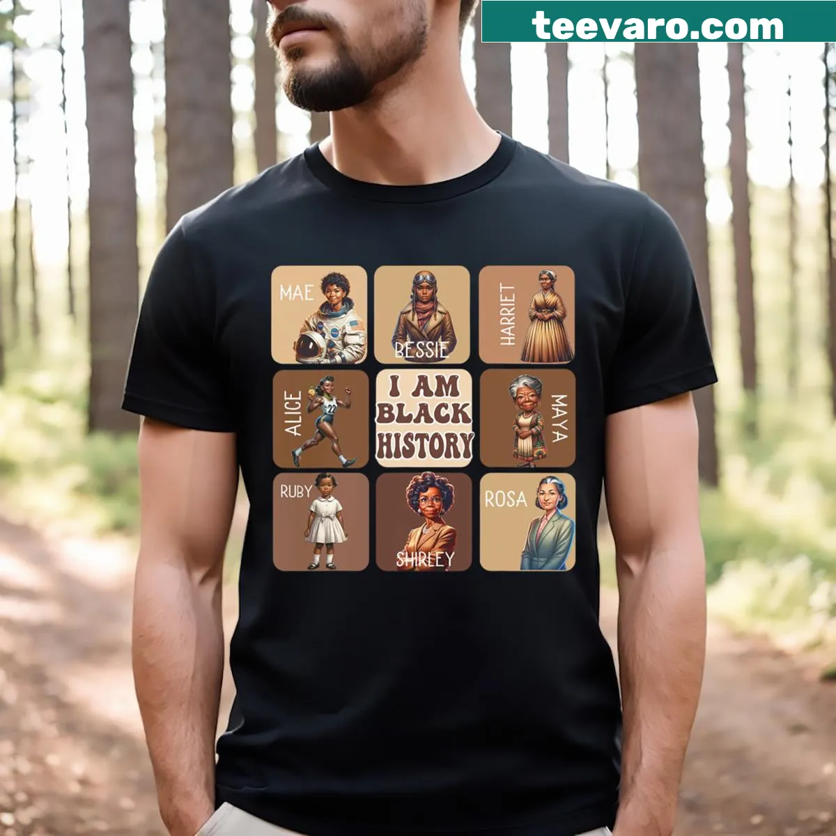 Inspiring t-shirt for girls with text 'I Am Black History Month' — on a men's t-shirt