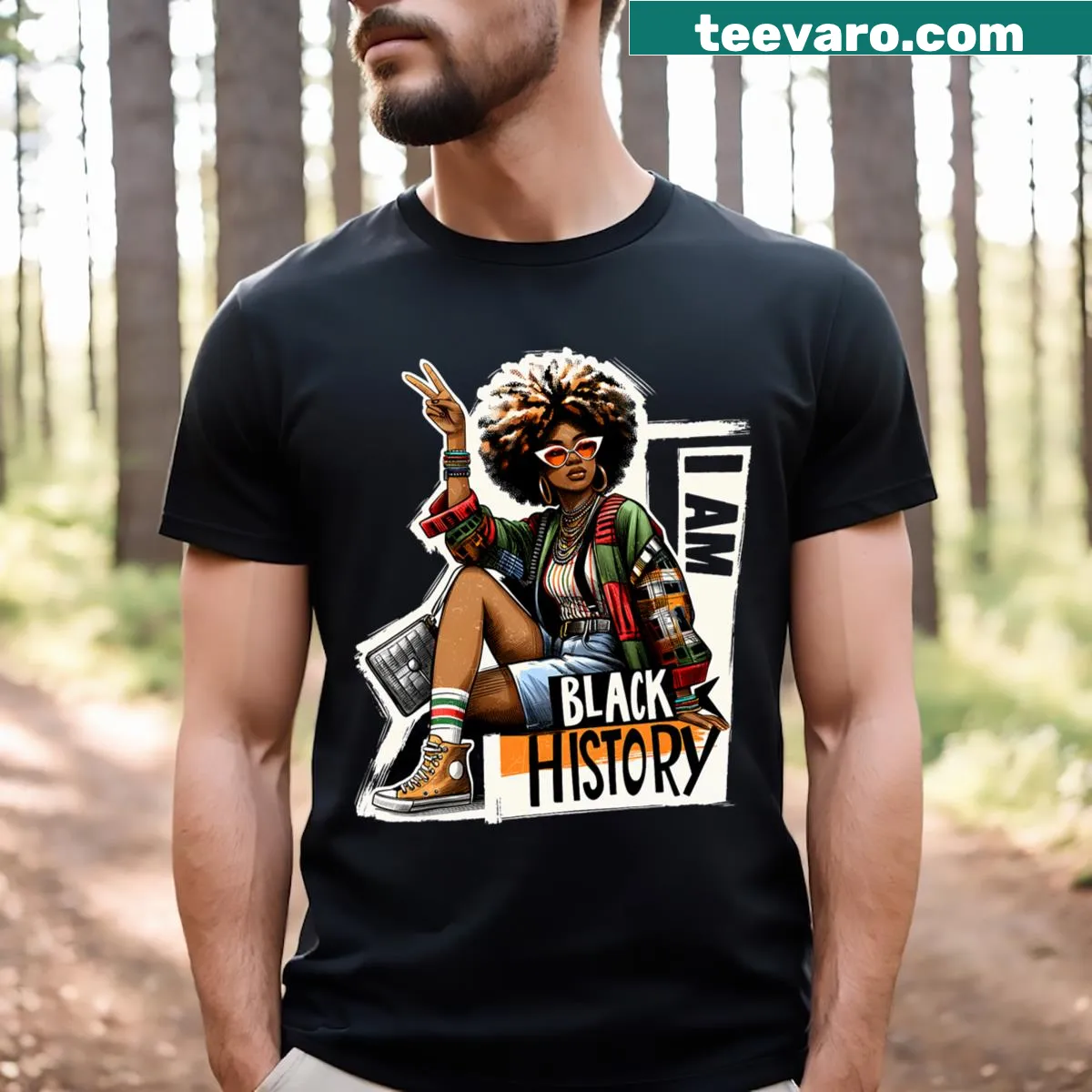 Queen T-shirt celebrating African American heritage — on a men's t-shirt