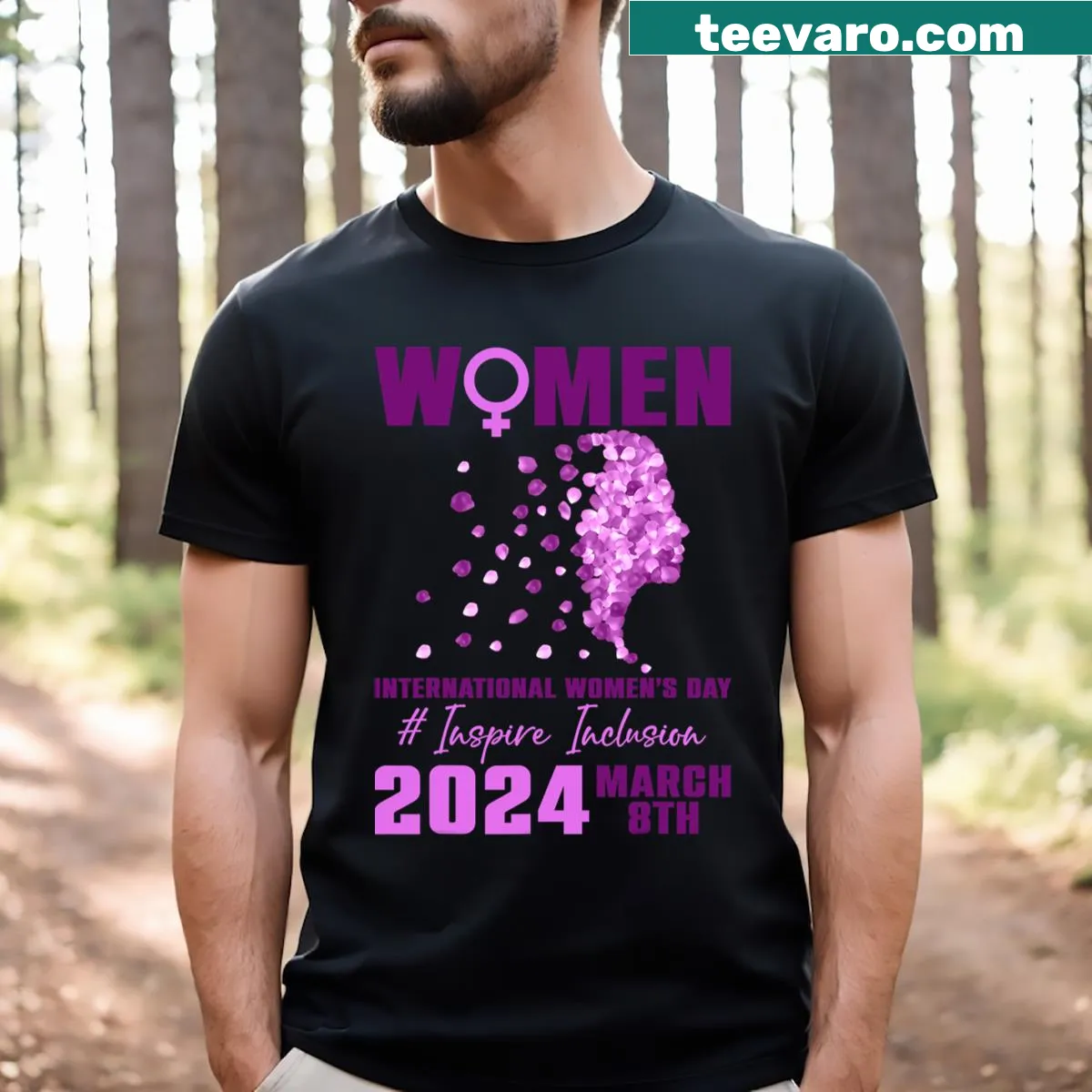 Floral silhouette T-shirt celebrating women for International's Day 2024 — on a men's t-shirt