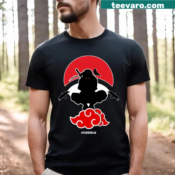 Crouching ninja graphic t-shirt inspired by anime