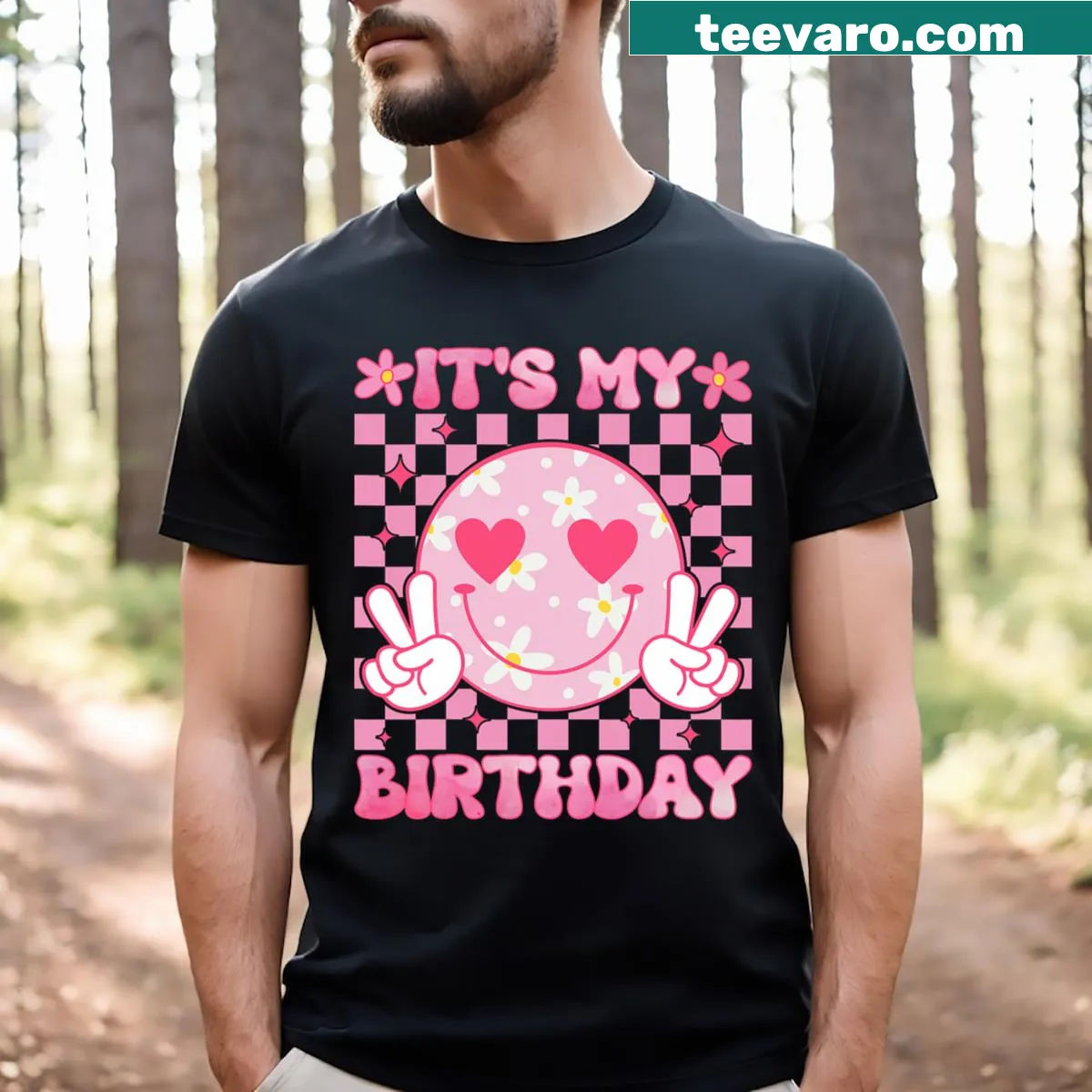 Floral birthday T-shirt for girls — on a men's t-shirt