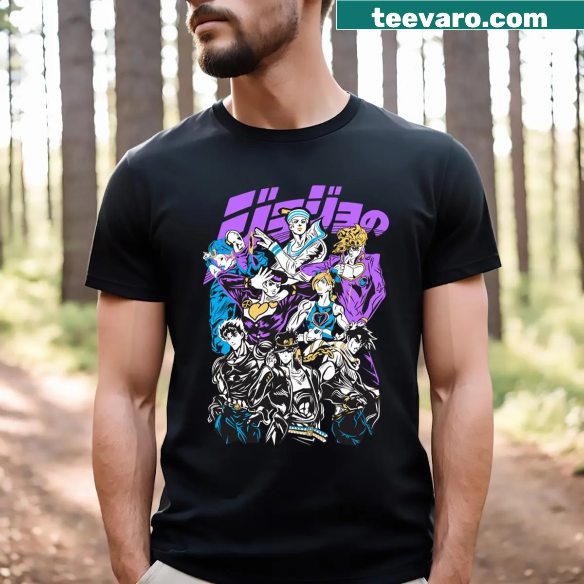 Fanart T-shirt inspired by Jjba anime — on a men's t-shirt