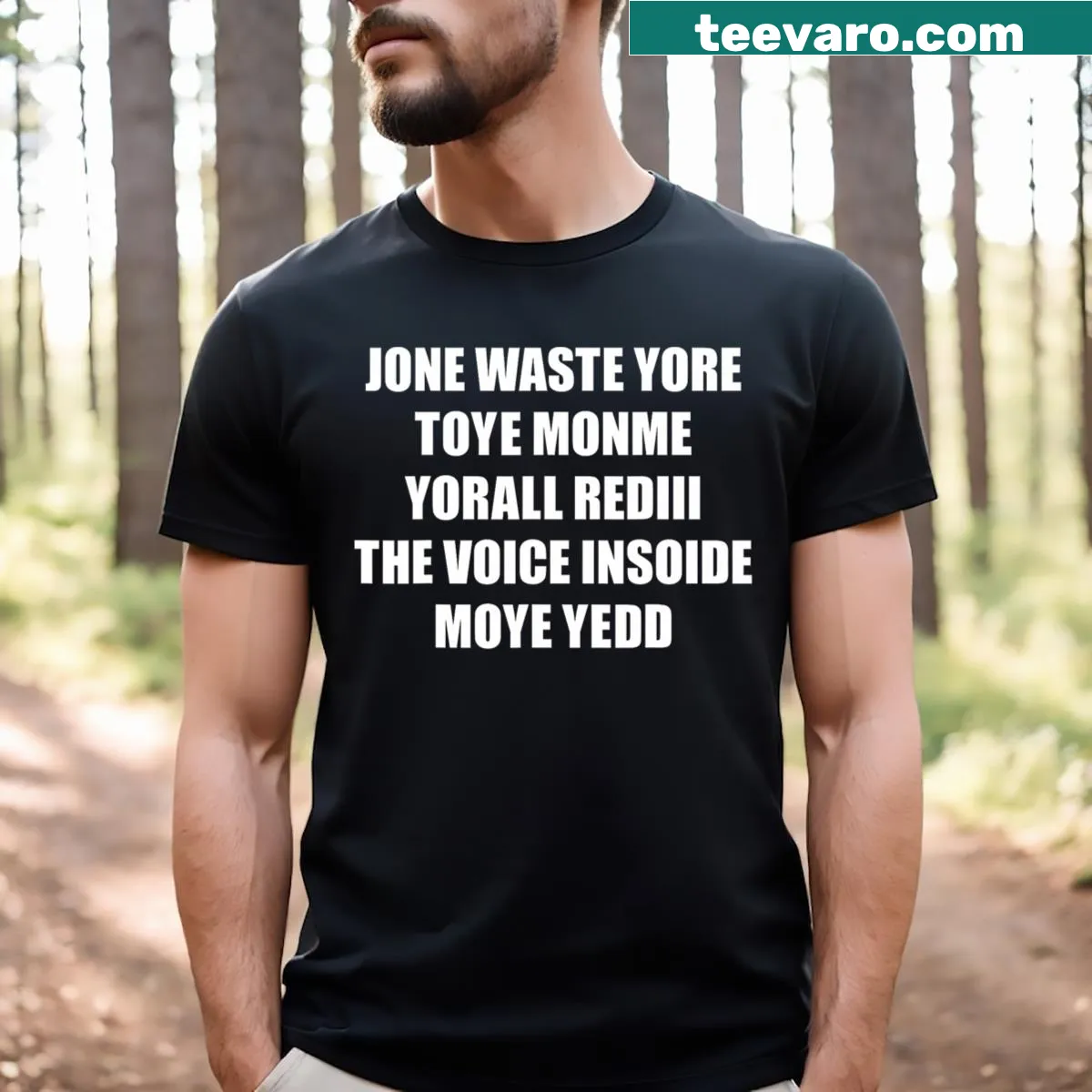 Humorous typography T-shirt with playful text design — on a men's t-shirt