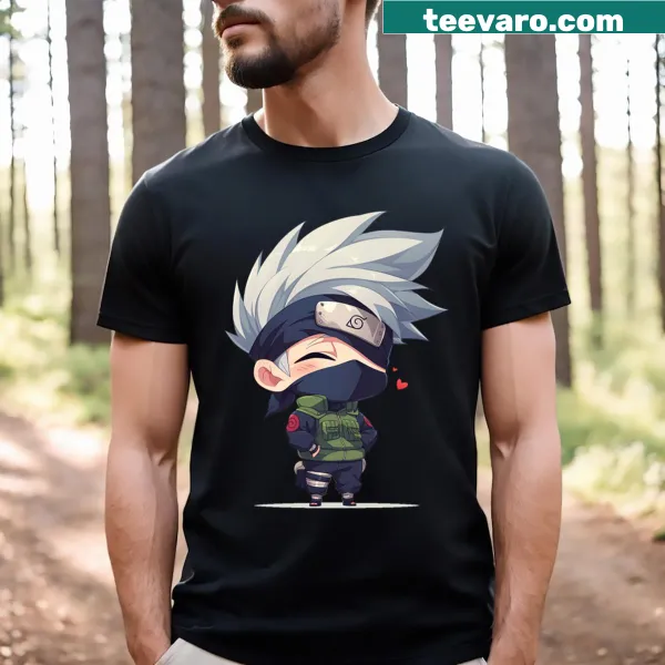 Illustrated t-shirt featuring Kakashi from anime
