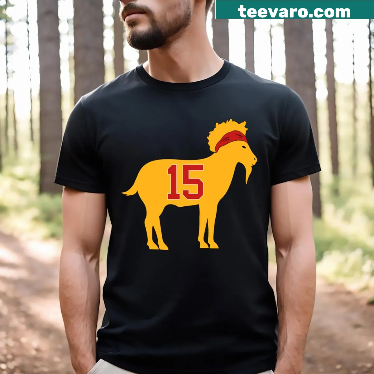 Kansas City Chiefs T-shirt featuring Patrick Mahomes and the number 15 — on a men's t-shirt