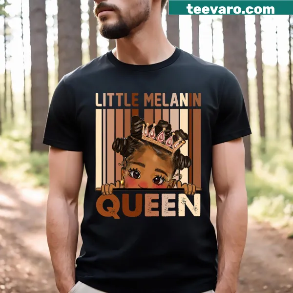 T-shirt with 'Melanin Queen' empowering graphic for little girls