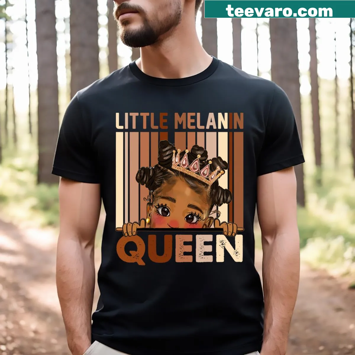 T-shirt with 'Melanin Queen' empowering graphic for little girls — on a men's t-shirt