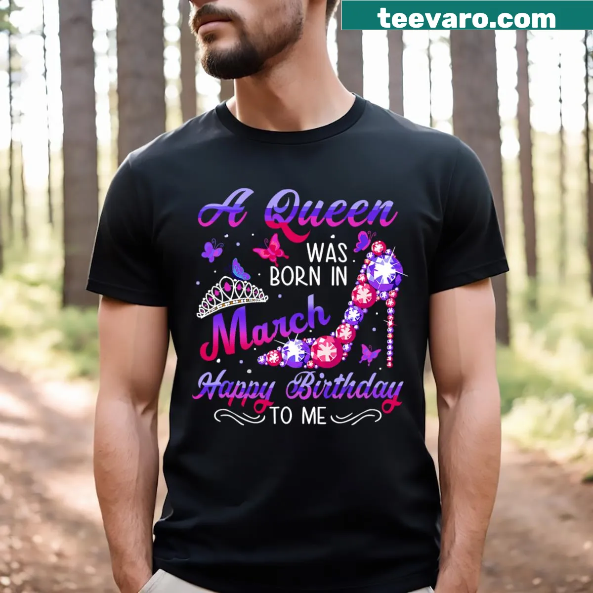Cute cartoon birthday t-shirt for girls born in March — on a men's t-shirt