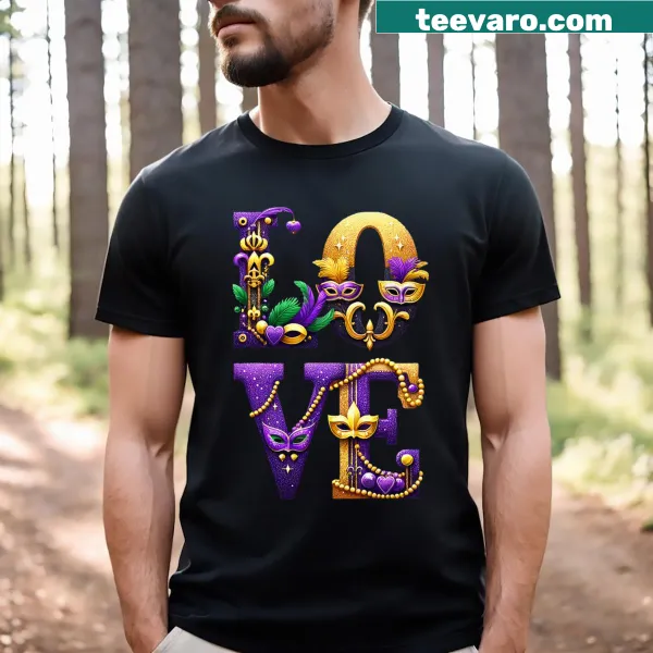 Playful Mardi Gras Love Letters T-shirt design