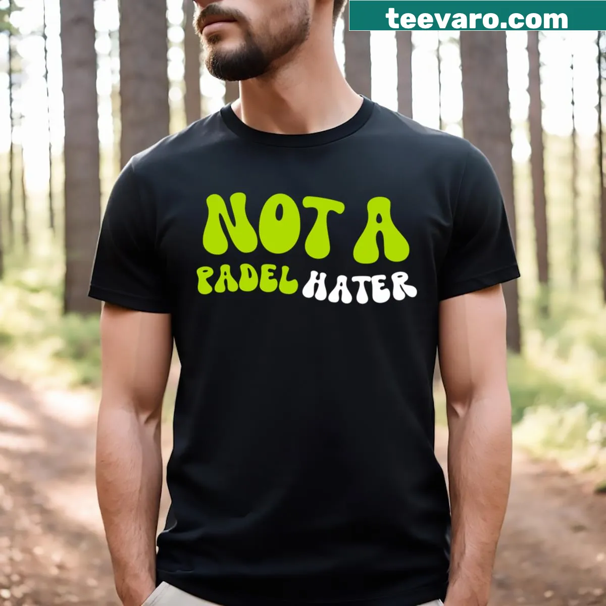 Humorous padel tennis lover t-shirt with bold typography. — on a men's t-shirt