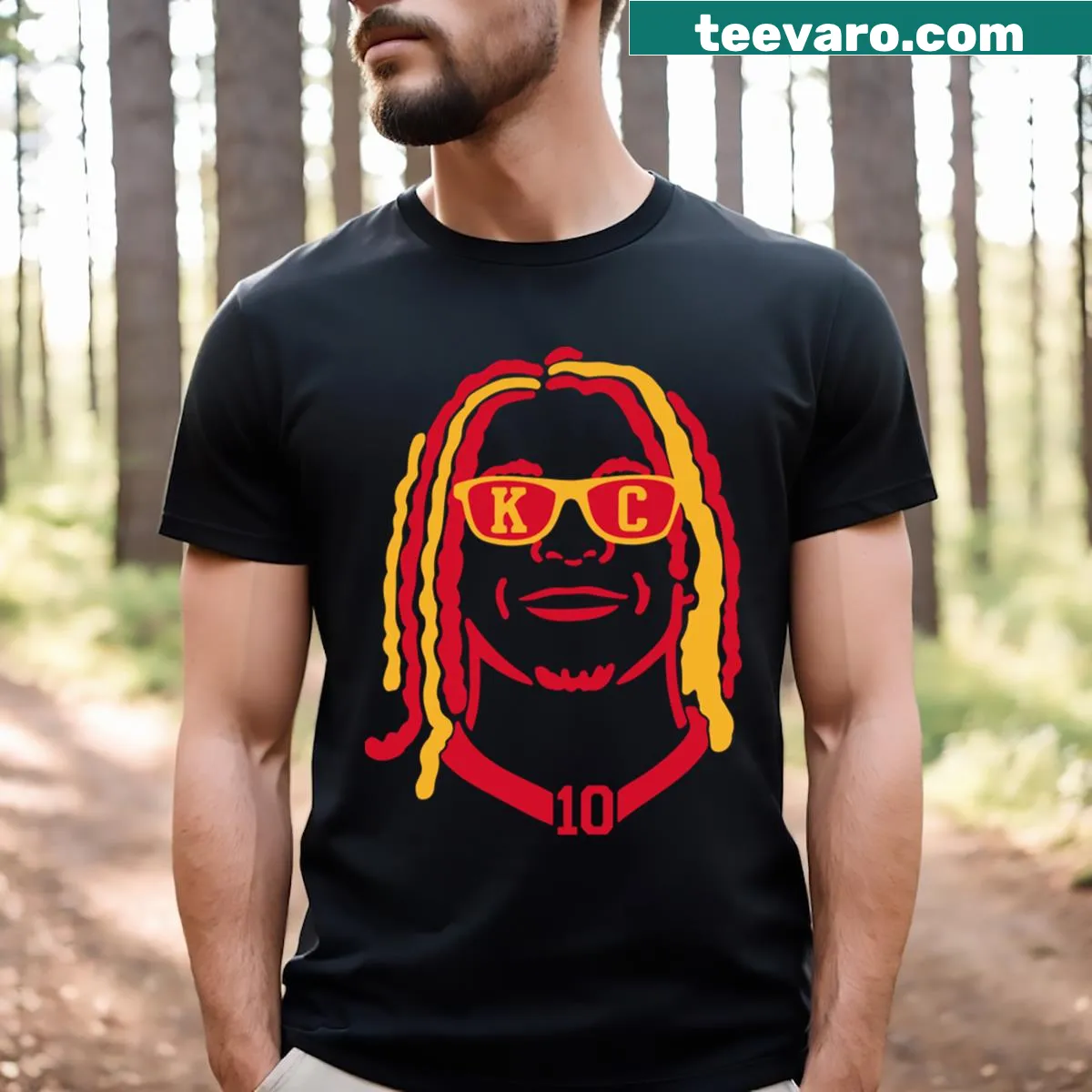 Kansas City football player Pacheco 10 graphic on a T-shirt — on a men's t-shirt