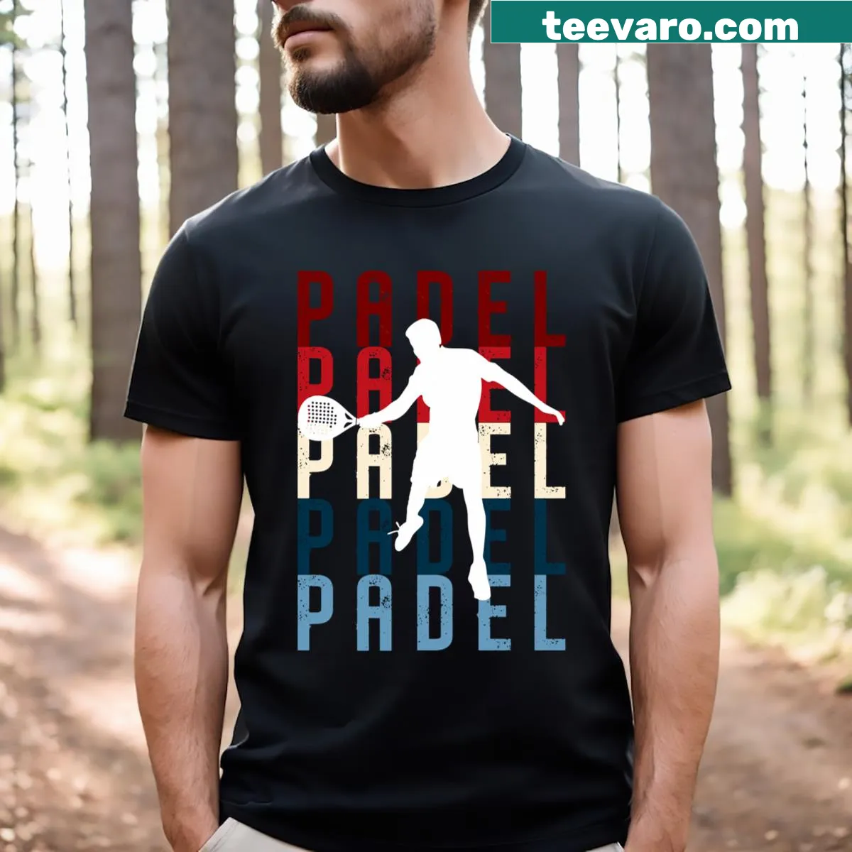 Padel X5 graphic on a tennis-themed T-shirt — on a men's t-shirt