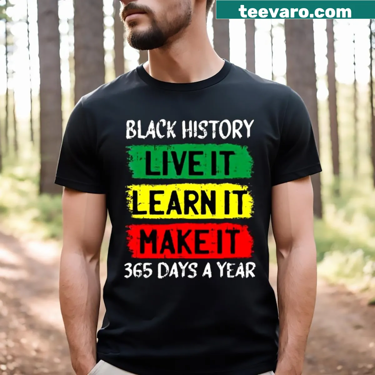 T-shirt celebrating Black History Month with a pride-themed graphic — on a men's t-shirt