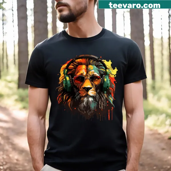 Rasta lion graphic T-shirt representing reggae culture