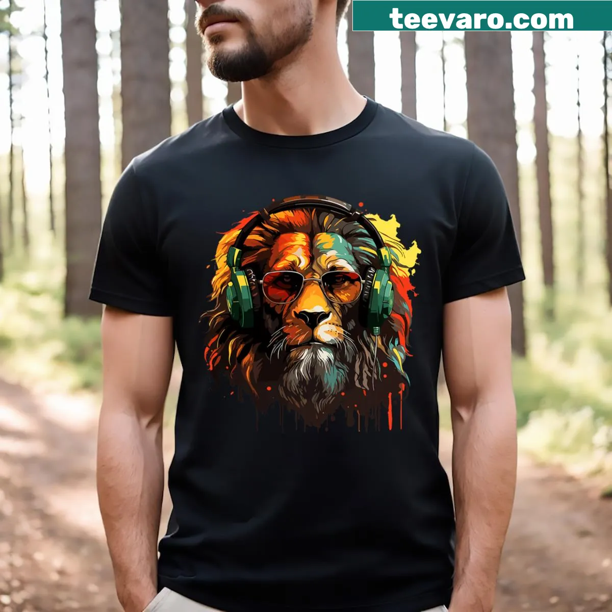 Rasta lion graphic T-shirt representing reggae culture — on a men's t-shirt