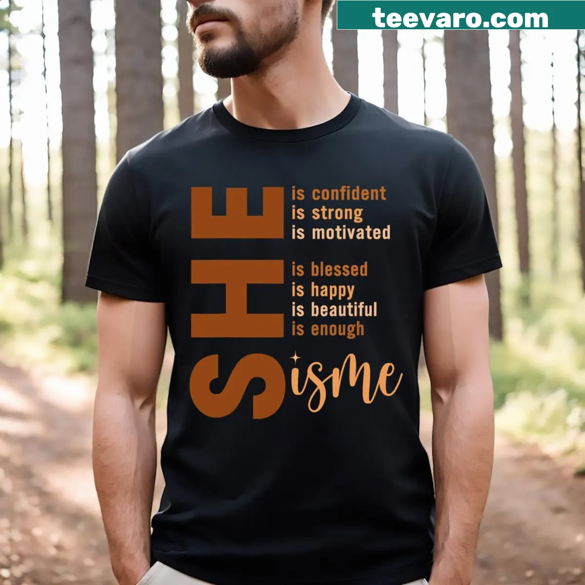 Inspirational t-shirt celebrating strength and heritage for women — on a men's t-shirt
