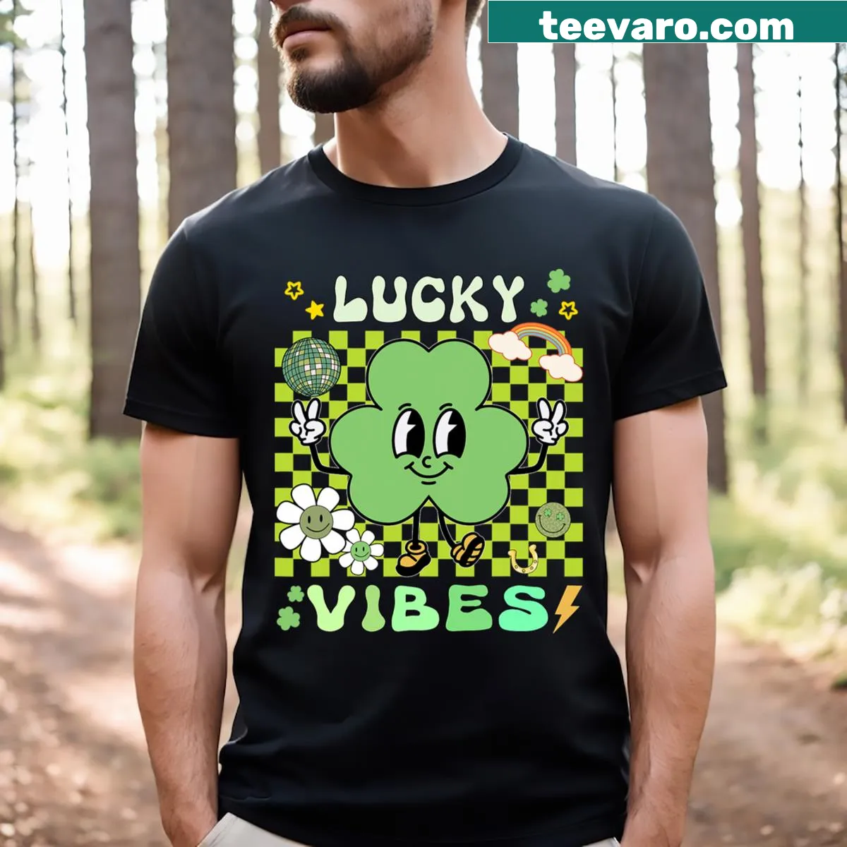 Lucky Vibes St. Patrick's Day T-shirt for women and kids — on a men's t-shirt