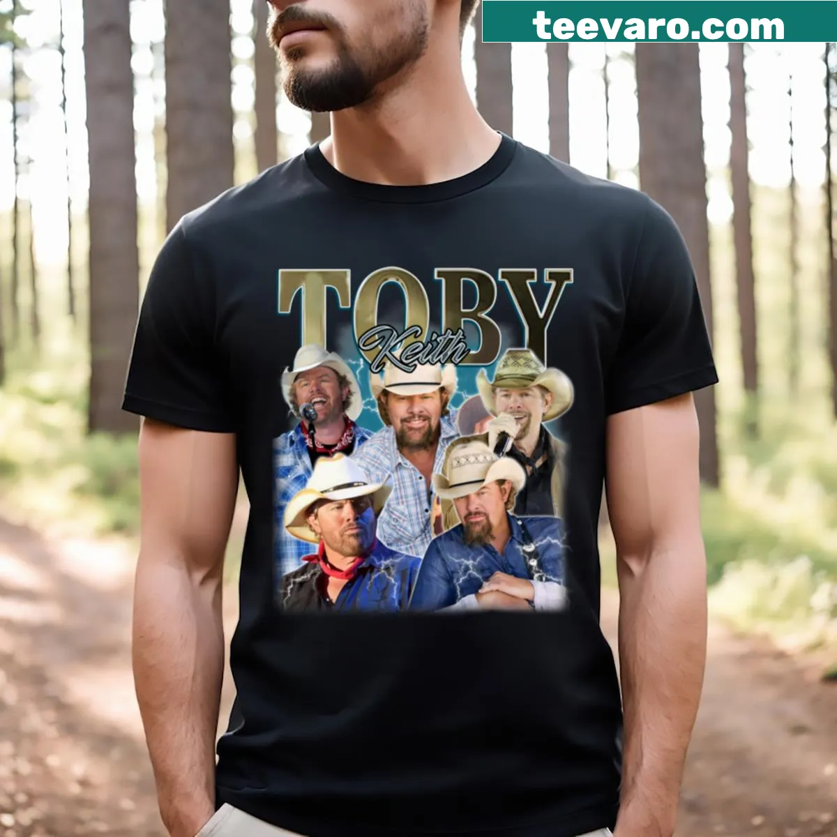 T-shirt celebrating Toby Keith's music with a special event design — on a men's t-shirt