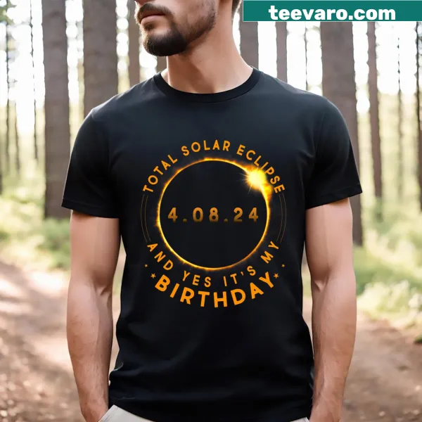 Bold T-shirt celebrating a birthday during a solar eclipse