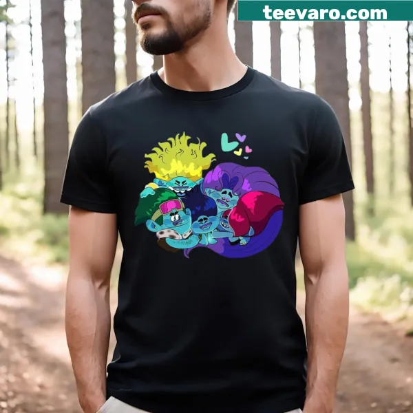 T-shirt featuring characters from the Trolls animated series