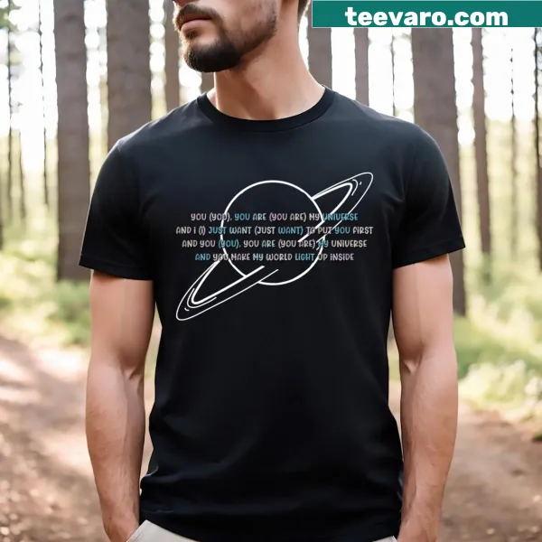 Universe T-shirt with abstract cosmic typography