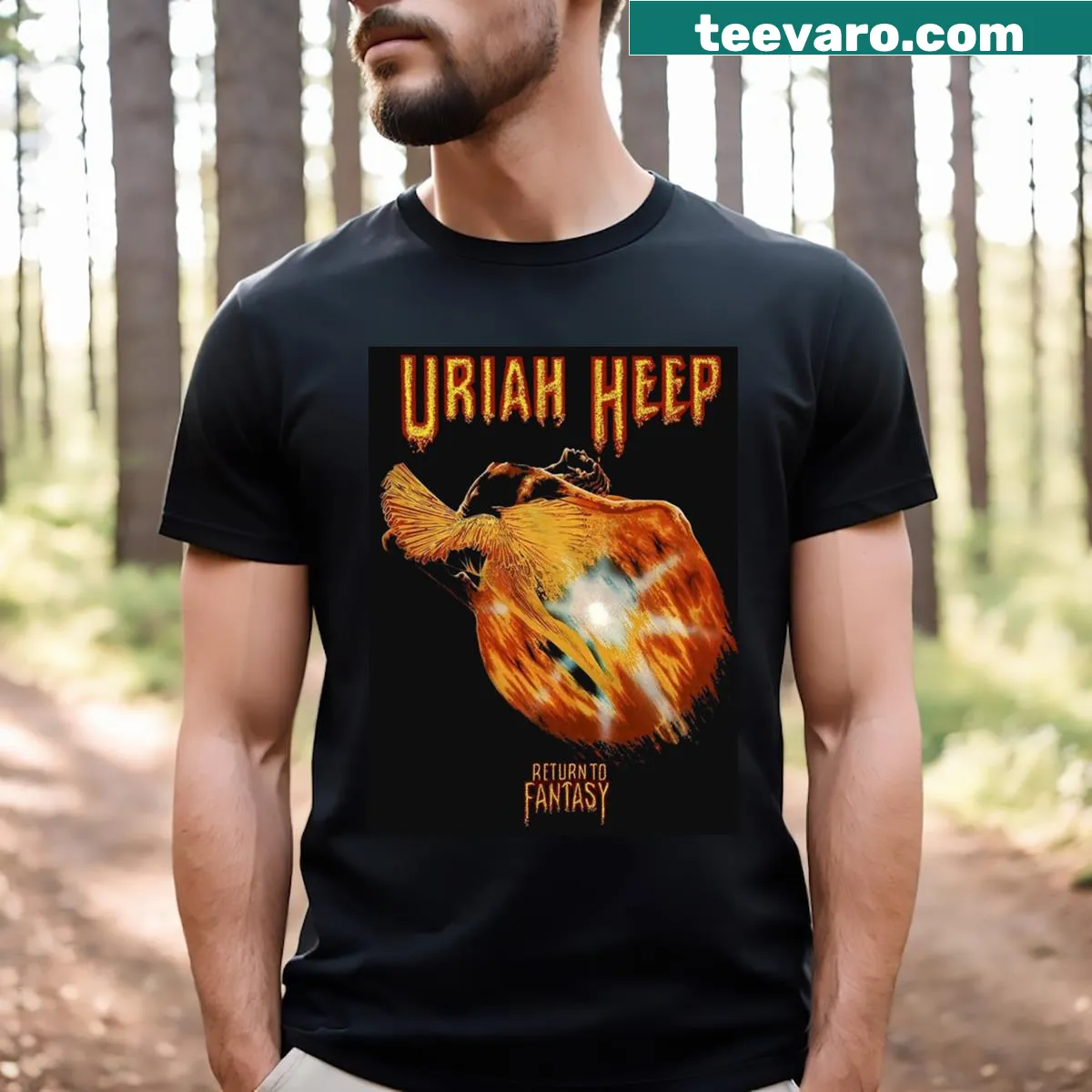 Vintage-style Uriah Heep band logo T-shirt. — on a men's t-shirt