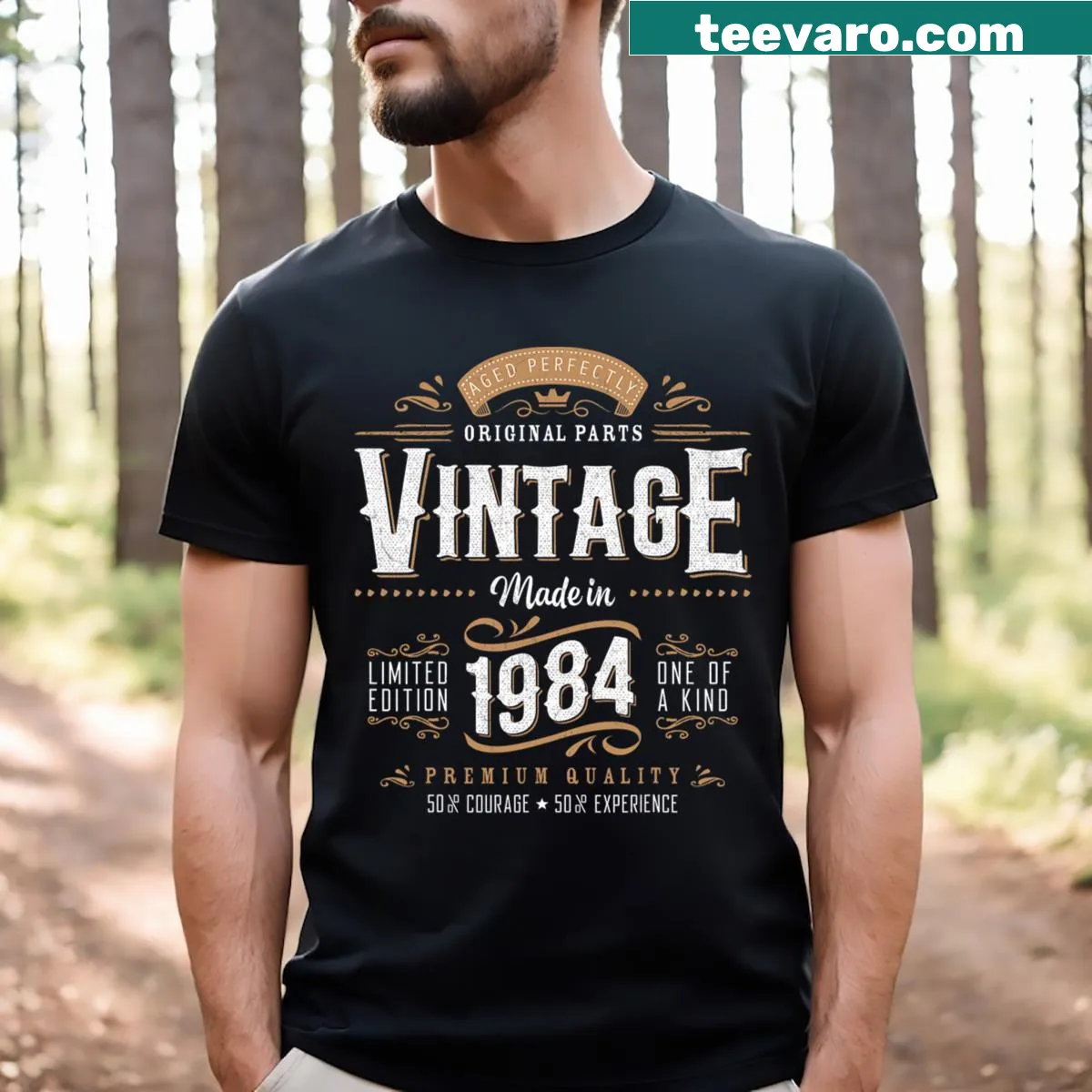 Vintage 1984 40th birthday T-shirt for men — on a men's t-shirt