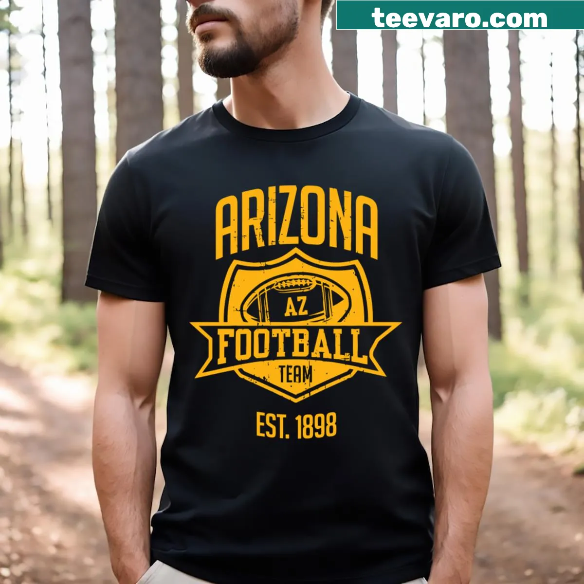 Arizona Cardinals team logo on a yellow football t-shirt. — on a men's t-shirt